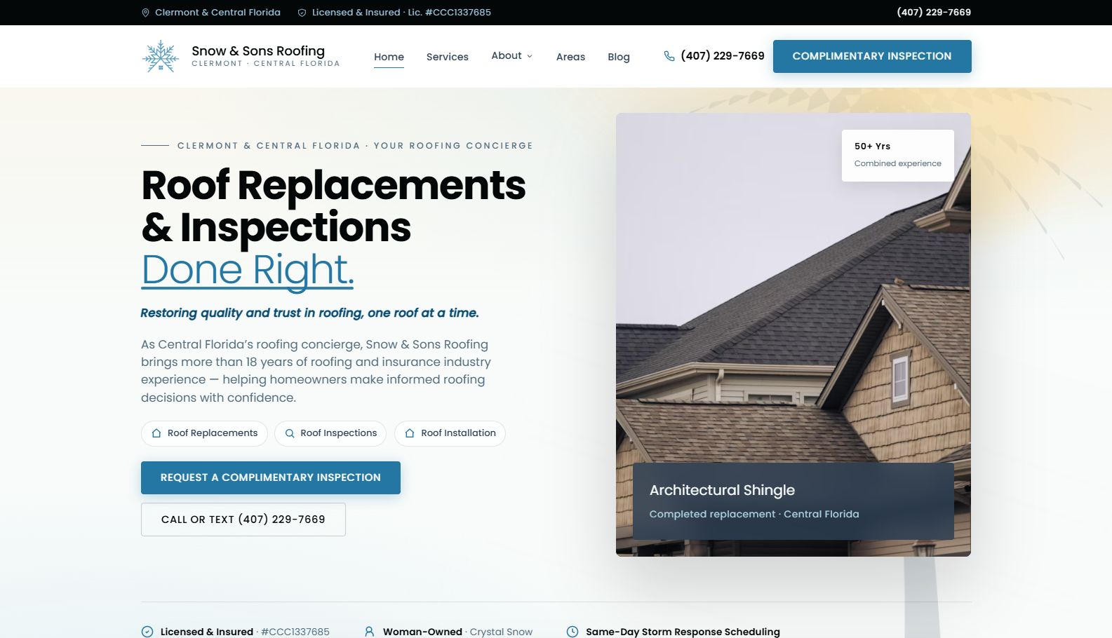 Snow & Sons homepage design by WebPro360